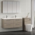 Nuie Arno Wall Hung 4-Drawer Vanity Unit with Double Polymarble Basin 1200mm Wide - Solace Oak Woodgrain | Thumbnail Image