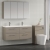 Nuie Arno Wall Hung 4-Drawer Vanity Unit with Double Ceramic Basin 1200mm Wide - Solace Oak Woodgrain | Thumbnail Image