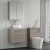 Nuie Arno Wall Hung 2-Drawer Vanity Unit with Bellato Grey Worktop 600mm Wide - Solace Oak Woodgrain