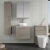 Nuie Arno Wall Hung 2-Drawer Vanity Unit with Bellato Grey Worktop 600mm Wide - Solace Oak Woodgrain