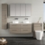 Nuie Arno Wall Hung 4-Drawer Vanity Unit with Carrera Marble Worktop 1200mm Wide - Solace Oak | Thumbnail Image