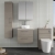 Nuie Arno Wall Hung 2-Drawer Vanity Unit with Sparkling White Worktop 600mm Wide - Solace Oak Woodgrain