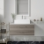 Nuie Arno Wall Hung 1-Drawer Vanity Unit with Bellato Grey Worktop 800mm Wide - Solace Oak Woodgrain