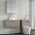 Nuie Arno Wall Hung 1-Drawer Vanity Unit with Bellato Grey Worktop 800mm Wide - Solace Oak Woodgrain | Thumbnail Image