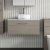 Nuie Arno Wall Hung 1-Drawer Vanity Unit with Bellato Grey Worktop 800mm Wide - Solace Oak Woodgrain | Thumbnail Image