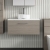 Nuie Arno Wall Hung 1-Drawer Vanity Unit with Carrera Marble Worktop 800mm Wide - Solace Oak Woodgrain | Thumbnail Image