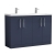 Nuie Arno Floor Standing 4-Door Vanity Unit with Double Ceramic Basin 1200mm Wide - Midnight Blue | Thumbnail Image