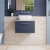 Nuie Arno Wall Hung 1-Drawer Vanity Unit with Bellato Grey Worktop 600mm Wide - Midnight Blue | Thumbnail Image