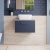 Nuie Arno Wall Hung 1-Drawer Vanity Unit with Bellato Grey Worktop 600mm Wide - Midnight Blue | Thumbnail Image
