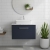 Nuie Arno Wall Hung 1-Drawer Vanity Unit with Carrera Marble Worktop 600mm Wide - Midnight Blue | Thumbnail Image