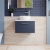 Nuie Arno Wall Hung 1-Drawer Vanity Unit with Carrera Marble Worktop 600mm Wide - Midnight Blue | Thumbnail Image