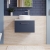Nuie Arno Wall Hung 1-Drawer Vanity Unit with Carrera Marble Worktop 600mm Wide - Midnight Blue | Thumbnail Image