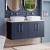 Nuie Arno Wall Hung 4-Door Vanity Unit with Carrera Marble Worktop 1200mm Wide - Midnight Blue | Thumbnail Image