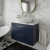 Nuie Arno Wall Hung 2-Drawer Vanity Unit with Carrera Marble Worktop 800mm Wide - Midnight Blue | Thumbnail Image