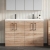 Nuie Arno Floor Standing 4-Door Vanity Unit with Double Ceramic Basin 1200mm Wide - Bleached Oak | Thumbnail Image