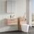 Nuie Arno Wall Hung 1-Drawer Vanity Unit with Basin-2 600mm Wide - Bleached Oak | Thumbnail Image