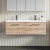 Nuie Arno Wall Hung 2-Drawer Vanity Unit with Double Ceramic Basin 1200mm Wide - Bleached Oak | Thumbnail Image