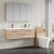 Nuie Arno Wall Hung 2-Drawer Vanity Unit with Double Ceramic Basin 1200mm Wide - Bleached Oak | Thumbnail Image