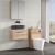 Nuie Arno Wall Hung 1-Drawer Vanity Unit with Carrera Marble Worktop 600mm Wide - Bleached Oak | Thumbnail Image