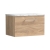 Nuie Arno Wall Hung 1-Drawer Vanity Unit with Carrera Marble Worktop 600mm Wide - Bleached Oak | Thumbnail Image