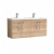 Nuie Arno Wall Hung 4-Door Vanity Unit with Double Polymarble Basin 1200mm Wide - Bleached Oak | Thumbnail Image