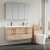 Nuie Arno Wall Hung 4-Door Vanity Unit with Double Ceramic Basin 1200mm Wide - Bleached Oak | Thumbnail Image