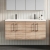 Nuie Arno Wall Hung 4-Door Vanity Unit with Double Ceramic Basin 1200mm Wide - Bleached Oak | Thumbnail Image