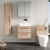 Nuie Arno Wall Hung 2-Drawer Vanity Unit with Bellato Grey Worktop 600mm Wide - Bleached Oak | Thumbnail Image
