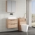 Nuie Arno Wall Hung 2-Drawer Vanity Unit with Bellato Grey Worktop 600mm Wide - Bleached Oak | Thumbnail Image