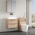 Nuie Arno Wall Hung 2-Drawer Vanity Unit with Carrera Marble Worktop 600mm Wide - Bleached Oak | Thumbnail Image