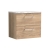 Nuie Arno Wall Hung 2-Drawer Vanity Unit with Carrera Marble Worktop 600mm Wide - Bleached Oak | Thumbnail Image