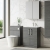 Nuie Arno Floor Standing 2-Door Vanity Unit with Basin-3 600mm Wide - Anthracite Woodgrain
