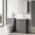 Nuie Arno Floor Standing 2-Door Vanity Unit with Basin-4 600mm Wide - Anthracite Woodgrain
