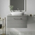 Nuie Arno Wall Hung 1-Drawer Vanity Unit with Bellato Grey Worktop 600mm Wide - Anthracite Woodgrain