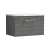 Nuie Arno Wall Hung 1-Drawer Vanity Unit with Carrera Marble Worktop 600mm Wide - Anthracite Woodgrain | Thumbnail Image