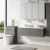 Nuie Arno Wall Hung 2-Drawer Vanity Unit with Carrera Marble Worktop 1200mm Wide - Anthracite Woodgrain | Thumbnail Image