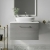 Nuie Arno Wall Hung 1-Drawer Vanity Unit with Sparkling White Worktop 600mm Wide - Anthracite Woodgrain