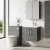 Nuie Arno Wall Hung 2-Door Vanity Unit with Basin-1 600mm Wide - Anthracite Woodgrain