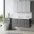 Nuie Arno Wall Hung 4-Door Vanity Unit with Double Polymarble Basin 1200mm Wide - Anthracite Woodgrain