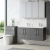Nuie Arno Wall Hung 4-Door Vanity Unit with Double Ceramic Basin 1200mm Wide - Anthracite Woodgrain