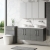 Nuie Arno Wall Hung 4-Door Vanity Unit with Carrera Marble Worktop 1200mm Wide - Anthracite Woodgrain | Thumbnail Image