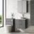 Nuie Arno Wall Hung 2-Door Vanity Unit with Sparkling White Worktop 600mm Wide - Anthracite Woodgrain