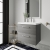 Nuie Arno Wall Hung 2-Drawer Vanity Unit with Basin-1 600mm Wide - Anthracite Woodgrain