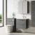 Nuie Arno Wall Hung 2-Drawer Vanity Unit with Basin-4 600mm Wide - Anthracite Woodgrain