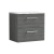 Nuie Arno Wall Hung 2-Drawer Vanity Unit with Carrera Marble Worktop 600mm Wide - Anthracite Woodgrain | Thumbnail Image