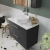 Nuie Arno Wall Hung 2-Drawer Vanity Unit with Carrera Marble Worktop 800mm Wide - Anthracite Woodgrain | Thumbnail Image