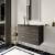 Nuie Arno Wall Hung 2-Drawer Vanity Unit with Sparkling Black Worktop 800mm Wide - Anthracite Woodgrain
