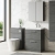 Nuie Arno Floor Standing 2-Drawer Vanity Unit with Basin-3 600mm Wide - Anthracite Woodgrain