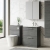 Nuie Arno Floor Standing 2-Drawer Vanity Unit with Basin-4 600mm Wide - Anthracite Woodgrain
