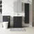 Nuie Arno Floor Standing 2-Door Vanity Unit with Basin-4 600mm Wide - Black Woodgrain